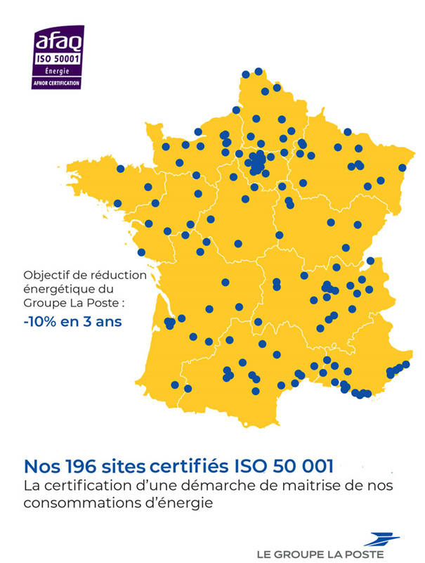 Carte des sites Certification ISO 50001